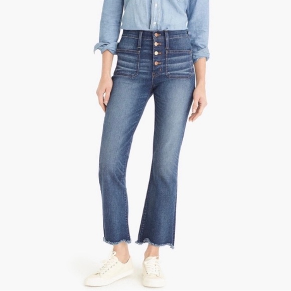 J. Crew Denim - J. Crew Point Sur High-Rise Demi-Boot Jean Button Fly Raw Hem Size 32
